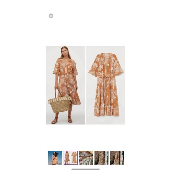 Desmond & Dempsey X H&m Women’s Landscape Kaftan Midi Dress Size Large - Picture 7 of 13